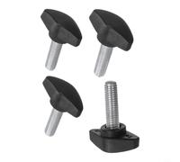 Lot de 4 vis moletées triangulaires M6 M8 sans outil Noir | Tige en métal et poignée en plastique, tête de 35 mm, force de serrage solide, pour supports et panneaux, lot de 4
