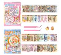 Lot de 40 autocollants 3D pour maison - 2 livres DIY Cozy Little Home Scene Book Therapy - Réutilisables - Livre de collection - Maison miniature avec 2 pinces pour adultes et enfants (58 autocollants