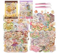 Lot de 40 autocollants 3D pour maison - 2 livres Diy Cozy Little Home Scene Stickers Book Therapy, Réutilisables Kit d'autocollants pour maison Collection Livre, Maison miniature 3D avec 2 pincettes