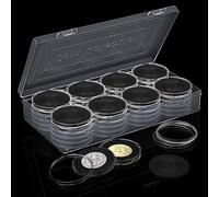 Lot de 40 capsules pour pièces de monnaie de 46 mm avec joint en mousse transparent et rond - Boîte de rangement pour pièces de monnaie, 8 tailles