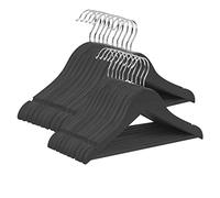 Lot de 40 cintres en Bois Naturel avec Barre Ronde pour Pantalon et encoches d'épaule pour Manteaux, Vestes, Costumes, Robes, Pantalons, Solides et durables