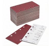 Lot de 40 feuilles de papier abrasif auto-agrippant Grain 60 80 120 180 320 600 800 1000 95 x 185 mm Papier abrasif pour ponceuse orbitale, 8 trous, tampon de ponçage rectangulaire pour bois, métal