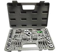 Lot de 40 filières métriques avec tourne-femelle et mallette en plastique, filière en acier au carbone, mesures métriques et pouces 1/8NPT-27, kit de filetage professionnel