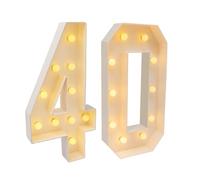 Lot de 40 grandes lettres lumineuses « Happy Birthday » - Lumière blanche chaude - Décoration de fête d'anniversaire - Décoration de mariage - Bureau - Décoration de table murale