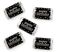 Lot de 40 mini autocollants Happy Birthday pour fête d'anniversaire Doré