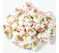Lot de 40 mini lapins en résine sur le thème du lapin de Pâques avec tulipe - Breloques à dos plat pour décoration de vase (blanc)