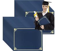 Lot de 40 pochettes noires pour certificats,couvertures de documents avec bordure dorée, pour papier format lettre,21,6 x 27,9 cm pour récompense, certificat, diplômes (bleu, 21,6 x 27,9cm-40PCS)
