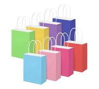 Lot de 40 sacs cadeaux en papier kraft avec anse, 15 x 8 x 21 cm, sacs cadeaux en papier kraft, pour le shopping, les mariages, les emballages, les fêtes, les anniversaires, multicolores