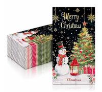 Lot De 40, Serviette Papier Noel 3 Plis, Motif Bonhomme De Neige Pour Table | Texture douce, serviette noel de 11,4 x 20,3 cm pliée, pour réveillon, buffet, brunch et réception d’hiver