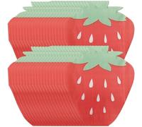 Lot de 40 serviettes en papier à motif fraise/citron pour anniversaire, mariage, remise de diplôme - 33 x 33 cm - Rouge fraise