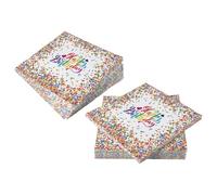 Lot de 40 serviettes en papier Happy Birthday HSYWSH-serviette papier anniversaire,Serviettes en Papier Joyeux Anniversaire 33 * 33cm décoration de fête d'anniversaire garçon et fille (Multicolore 1)