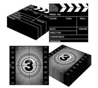 Lot de 40 serviettes en papier pour fête de cinéma, cérémonie de remise de prix, décoration de fête, cocktail, déjeuner pour fête prénatale, cinéma, fête d'anniversaire