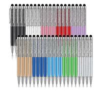 Lot De 40 Stylos À Bille En Cristal Brillant 2 En 1, Stylet Fin À Encre Gel Noire