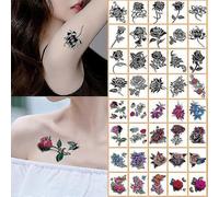 Lot De 40 Tatouages Temporaires 3d Motif Papillon, Rose Et Fleur, Imperméables, Idéal Pour Halloween-E