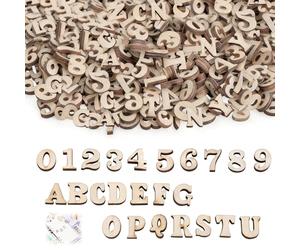 Lot de 400 Lettres en Bois et Numéros,15mm Lettre et Chiffres en Bois Non Peints 200 Lettres et 200 Chiffre Épaisses Chiffres pour Apprentissage Précoce et Projets de Bricolage Arts Mélange Aléatoire