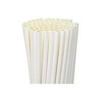 Lot de 400 pailles jetables en papier kraft marron à ouverture plate pour fête d'anniversaire (blanc)