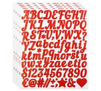 Lot de 440 autocollants en forme de petites lettres et chiffres de 2,5 cm pour scrapbooking, bouteille d'eau, porte-nom, lettres adhésives résistantes aux intempéries - Rouge