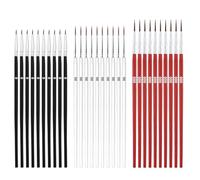 Lot de 45 pinceaux de peinture miniatures, 0#00#000 à petite pointe fine pour travaux manuels, peinture à l'huile, acrylique, aquarelle (noir, blanc, rouge)
