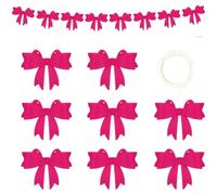 Lot de 46 fanions floraux réutilisables en coton pour décoration de jardin, anniversaire, mariage (feutrine rose rouge)
