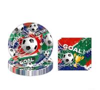 Lot de 48 assiettes et serviettes de table pour fête de football