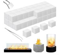 Lot de 48 blocs de fibre de coton avec pince à épiler pour brasero de bureau - Combustible éthanol efficace pour source de 2 x 2 x 2 cm, carrés blancs