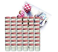 Lot de 48 bocaux à confiture en verre To 82 couvercle Vichy vert 350 ml, incluslivre de recettes du sucre Diamant inclus (français non garanti).