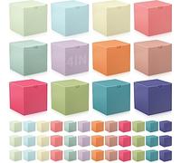 Lot de 48 boîtes cadeaux colorées en papier kraft, faciles à assembler, petites boîtes en carton avec couvercles pour travaux manuels, cupcakes, cadeaux de Noël, de mariage, d'anniversaire,