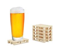 Lot de 48 Dessous de Verre en Forme de palettes, Mini palettes pour Tasses et Verres, en Bois, 2 x 12 x 8 cm, Naturel