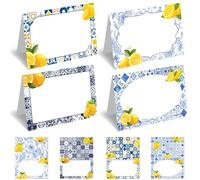 Lot de 48 marque-places Capri Lemon - Décoration festive sur le thème de la côte amalfitaine et du citron pour mariages, dîners, enterrements de vie de jeune fille - 4 modèles, marque-places