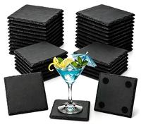 Lot de 48 sous-verres noirs en ardoise, style "plombier"
