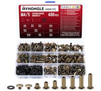 Lot de 480 vis Chicago, vis de reliure Chicago pour kit de rivets en cuir, tiges de vis Chicago pour sac à main, sac à main, collier, sac à dos, ceinture, rivets M5 x 6/8/10/12/15/18/20 mm, M4 x 4/5