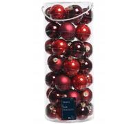 Lot de 49 boules de Noël en verre 6 cm rouge