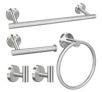 Lot de 5/10/20 pièces de matériel de Salle de Bain, Noir Mat/Nickel brossé/Or brossé, Comprenant des Barres de Serviettes de 40,6 cm, des Supports de Papier Toilette, des Anneaux de Serviette, des