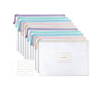 Lot de 5/10/20 porte-documents transparents avec fermeture éclair - Dossier étanche - Format lettre - Pochette à documents de bureau - Poche zippée - Organiseur