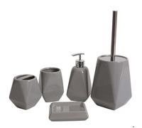 Lot de 5 accessoires de salle de bain modernes 33 x 10 x 10 cm design epure en ceramique gris 04_0010637