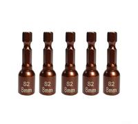 Lot de 5 adaptateurs à douille hexagonale 8 mm pour perceuse électrique et tournevis pneumatique en métal rouge foncé tige 6,35 mm de longueur 45 mm