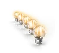 Lot de 5 ampoules blanche chaude vintage pour guirlande de jardin - XANLITE - P45 - LED - Blanc chaud - Ampoules