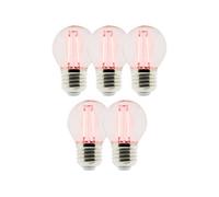 - Lot de 5 Ampoules LED déco filament Rouge 3W E27 sphérique