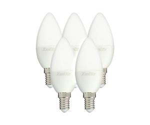 Lot De 5 Ampoules LED Flamme Culot E14 - Ampoule E14 LED Angle D'Éclairage 250°- Ampoule LED E14 5 5W Équivalant 40W - Ampoule Flamme 470 Lumens - LED Ampoule Lumière Blanc Chaud - PACK5EV470F Xanlite