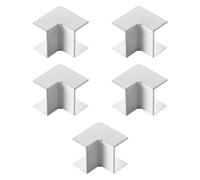 Lot de 5, angle intérieur, courbe 90°, pour mini-canalines 20 x 10 mm, blanc, en PVC, technopolymère haute résistance, mini canalines, canal pour câbles électriques, système électrique