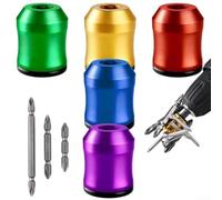 Lot de 5 anneaux à vis magnétiques, support amovible de 6,35 mm pour perceuses, alliage d'aluminium avec 3 embouts PH2