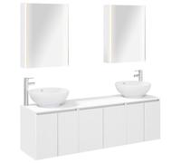 Lot de 5 armoires de salle de bain - Blanc - En bois - 53,19 kg - Montage mural