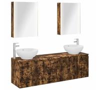 Lot de 5 armoires de salle de bain en chêne fumé 53,19 kg, montage mural