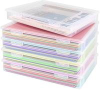 Lot de 5 bacs à documents transparents, bacs de rangement en plastique pour classeurs A4, rangements polyvalents pratiques pour les fournitures de bureau et les documents.