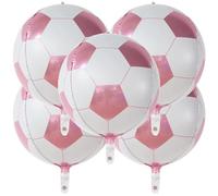 Lot de 5 ballons en aluminium 4D pour décoration de fête à l'hélium ou à l'air - 45 cm - Pour anniversaire, tournoi, célébration, coupe du monde - Rose et blanc