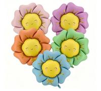 Lot de 5 ballons XXL en aluminium tournesol (100 x 100 cm), ballons pastel avec visage souriant, jolis ballons en forme de marguerite pour anniversaire d'enfant, fête d'anniversaire de fille, fête