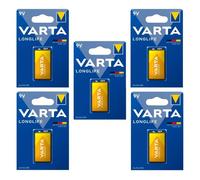 Lot de 5 Blisters de 1 Pile alcaline LONGLIFE E-Bloc (6LR61) 9V