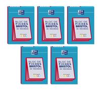 Lot de 5 Blocs de 30 fiches bristol 105X148 non perforées Q5/5 rouge