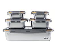 Lot De 5 Boîtes Alimentaires Inox, 5000Ml + 2x1300Ml + 2x650Ml, Hermétiques, Four, Congélateur Et Batch Cooking