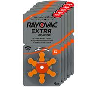 Lot de 5 boîtes de 6 Piles pour appareils auditifs Rayovac 13 Extra Advanced, 1,45 V 310 mAh, Pack économique